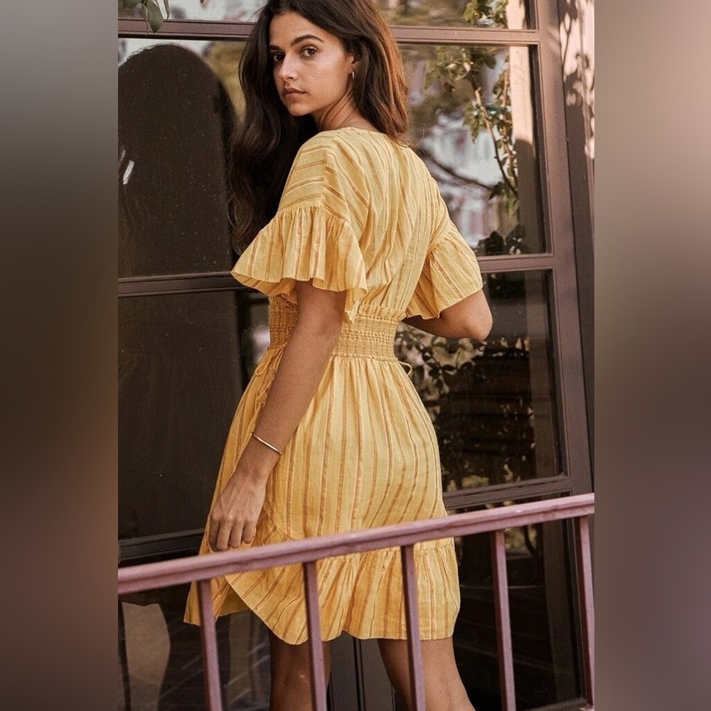SAYLOR Adrienne Dress | Yellow Ruffle Smocked Mini - Picture 3 of 7